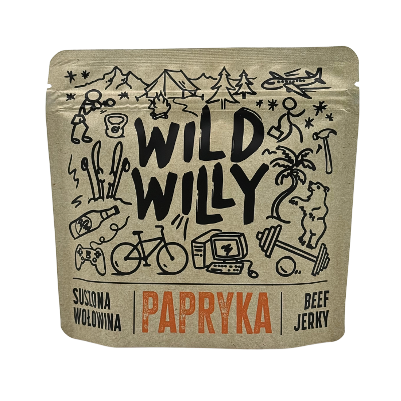 beef-jerky-papryka-100g Wild Willy Beef Jerky 100g, duża paka beef jerky zamarynowanego z papryką wędzoną