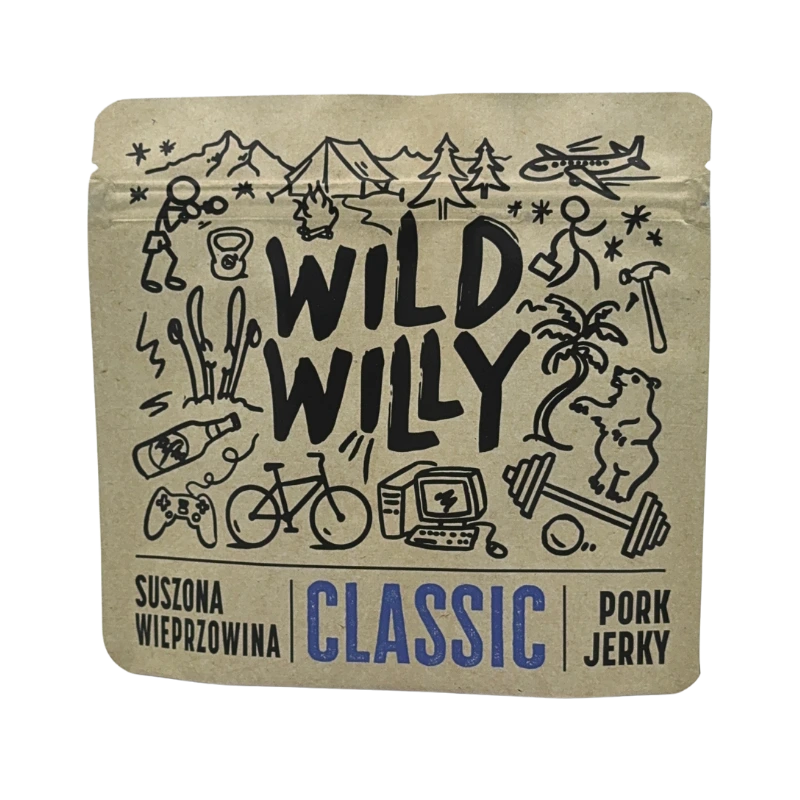 pork-jerky-classic-100g-front Wild Willy Pork Jerky 100g - duża paka klasycznego wieprzowego jerky