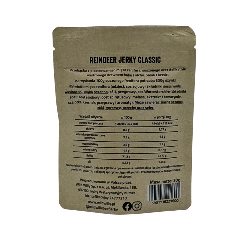 Wild Willy przekąska z suszonego miesa renifera